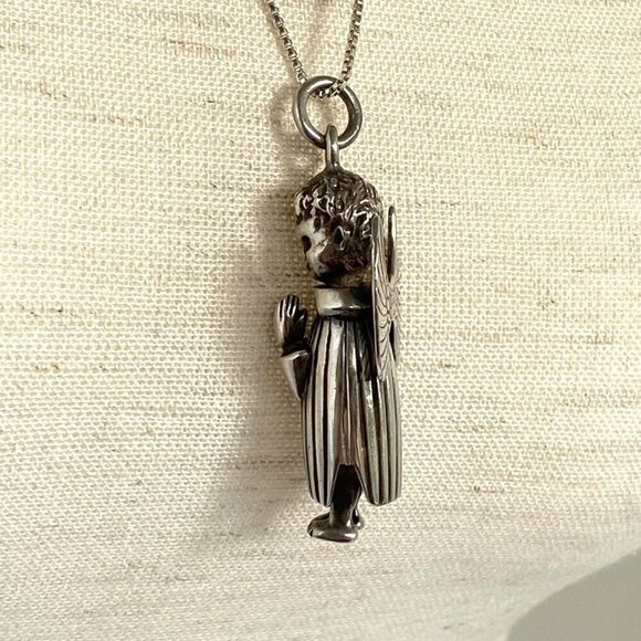 VTG Sterling Silver 925 Mexico Celia Harms Articulating Angel Pendant Necklace - Picture 5 of 16
